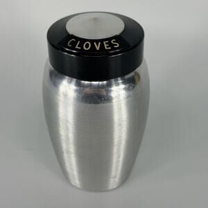 Vintage Kromex Spum Aluminum Spice Jar 4" Cloves